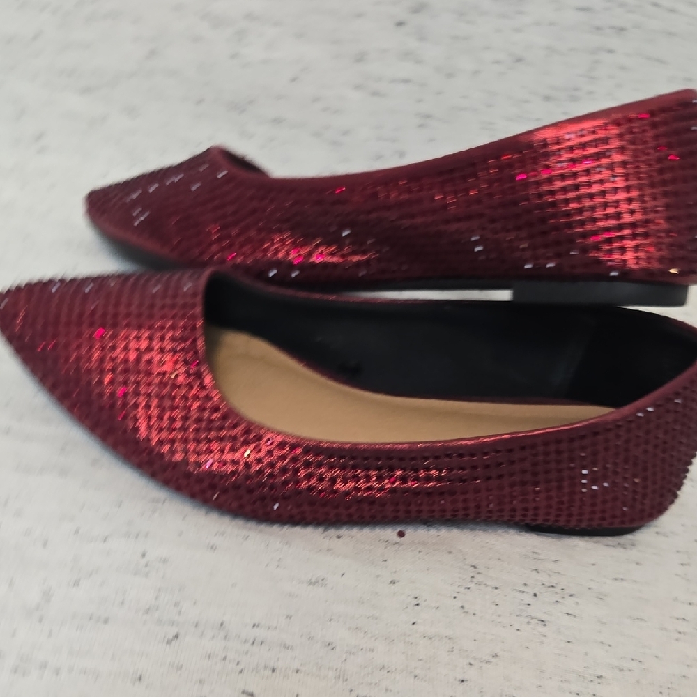 Torrid WW Sparkling Ruby Red Rhinestone Glitter Flats - Picture 6 of 7